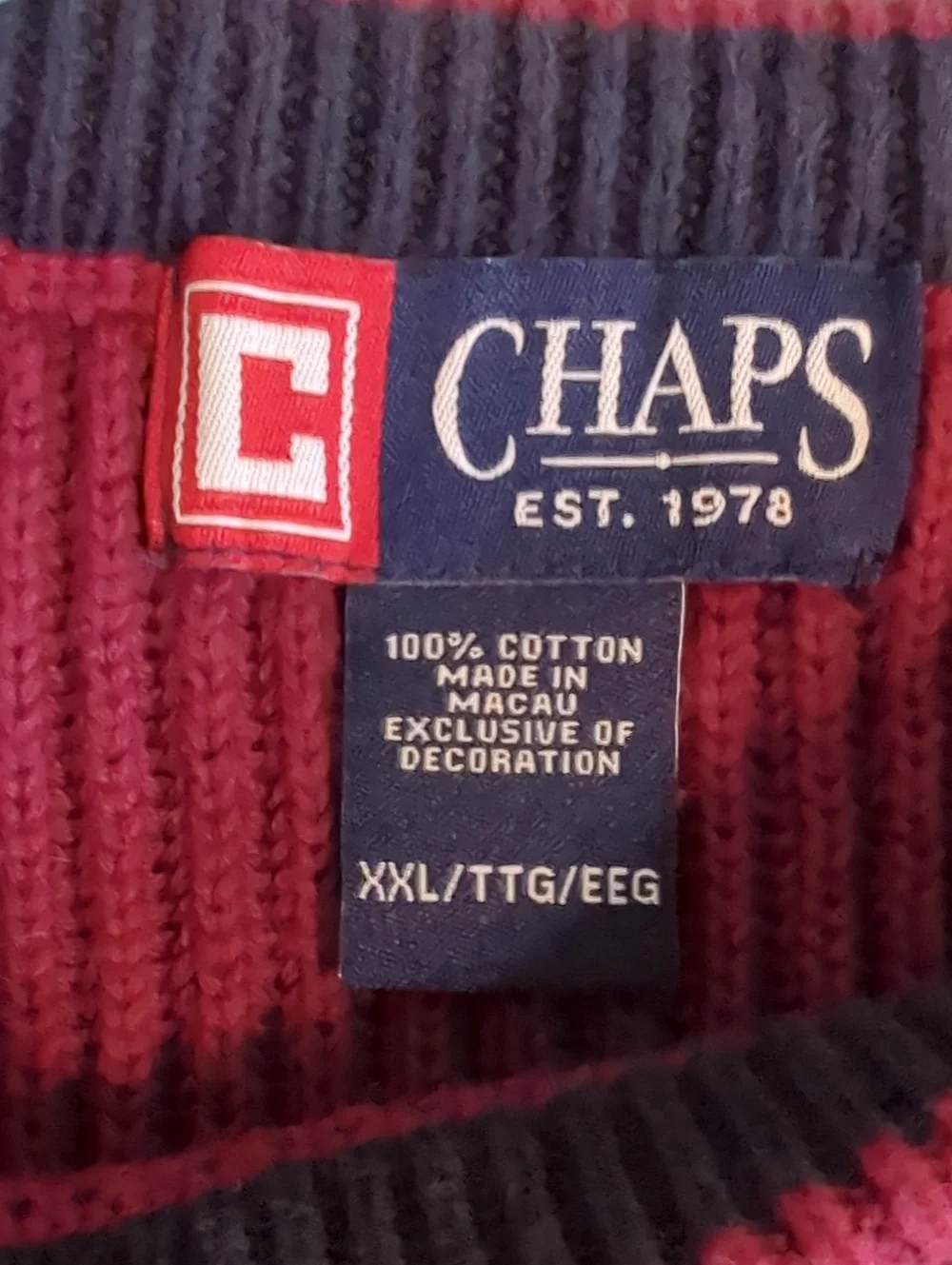 Chaps Cotton Pullover Sweater Maroon XXL